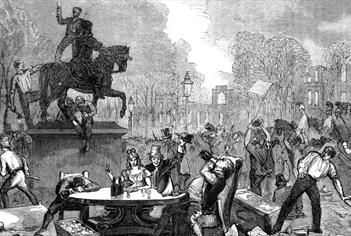 A drawing of the 1831 riots in Bristol