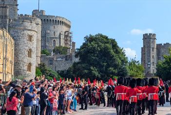 Guards marching into Henry VIII Gate copyright Windsor & Eton PhotoArt