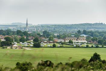 Salisbury Camping and Caravanning Club Site overlooking Salisbury Cathedral