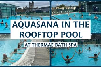 Aquasana session in the Rooftop Pool at the Thermae Bath Spa