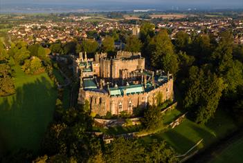 Aerial shot of Berkeley Castle Bristol