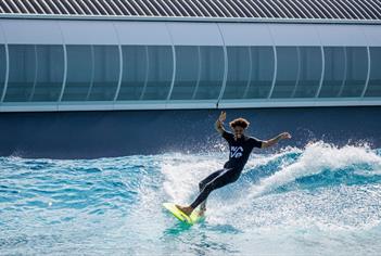 Person surfing at The Wave