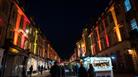 Bath Christmas Market stalls along Milsom Street 
