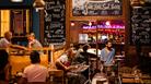 A band performing in a restaurant