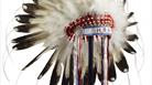 A First Nations feather headdress presented to Prince Philip by Jim Shot Both Sides, Head Chief of the Blood Reserve, during a Commonwealth Visit to C