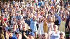 An image of the audience cheering at Foodies Festival.