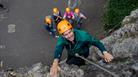 Rock climber on cliff face