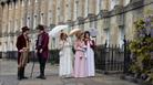 A group of people wearing Regency costume in Bath