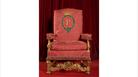 The Chair of Estate made for Prince Philip after the Coronation to accompany The Queen’s Chair of Estate in the Throne Room at Buckingham Palace