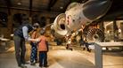 family looking at plane