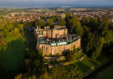 Aerial shot of Berkeley Castle Bristol