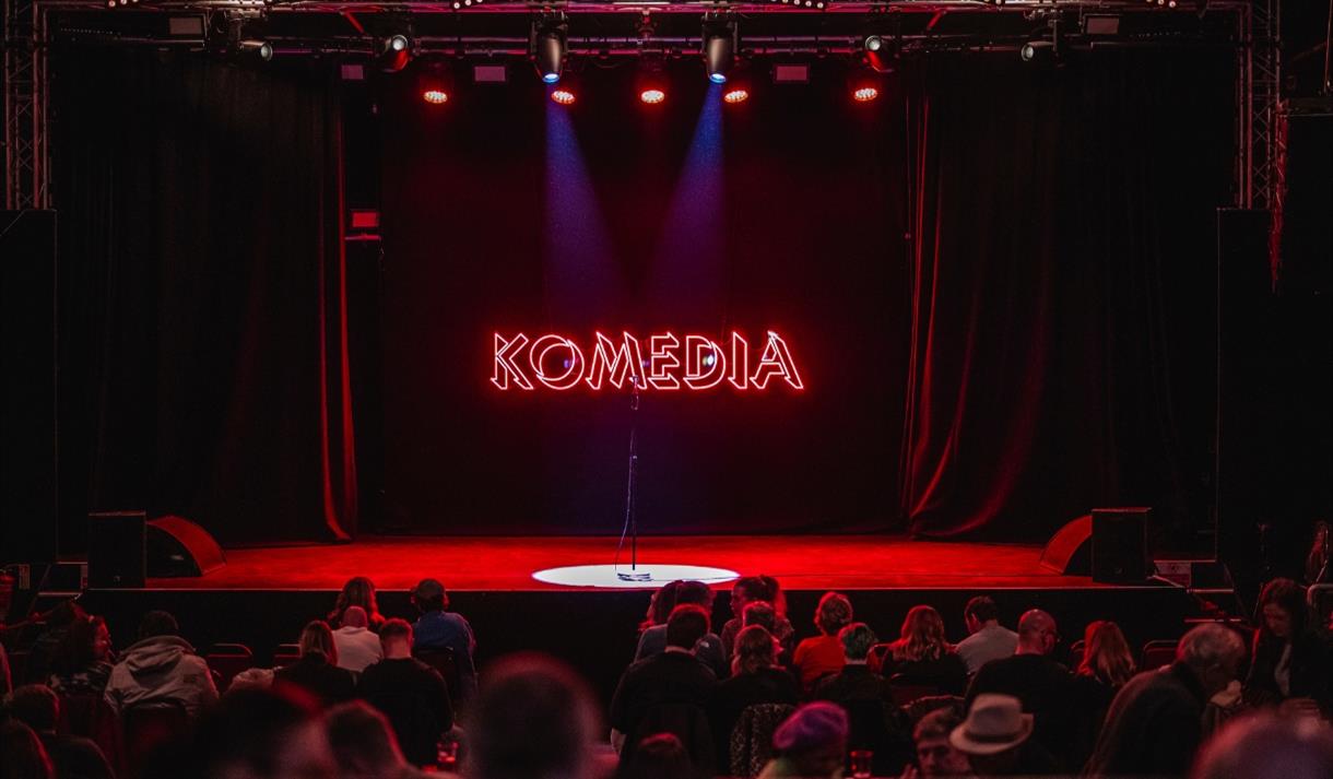 The stage inside Komedia Bath The stage inside Komedia Bath