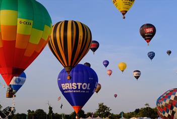 Hot air balloons taking off at Bristol Balloon Fiesta