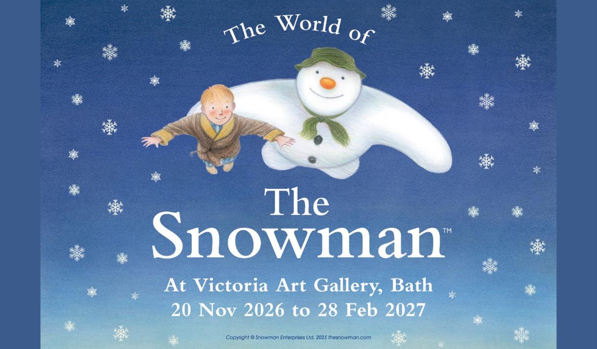 A poster promoting The World of The Snowman™ exhibition at the Victoria Art Gallery in Bath
A poster promoting The World of The Snowman™ exhibition at the Victoria Art Gallery in Bath
