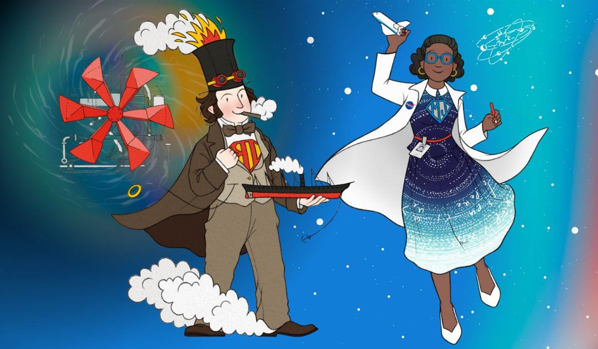 Cartoon of Superhero Engineers Cartoon of Superhero Engineers