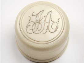 The lid of Jane Austen's sewing case, personalised with her initials