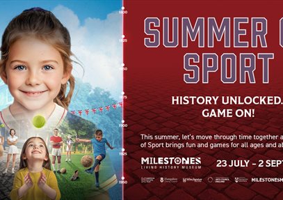 Children playing outdoor games in front on Milestones Museum