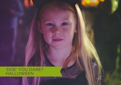 Image of young girl dressed up at Witch at Sky Park Farm's, October Silent Disco in the barn event.