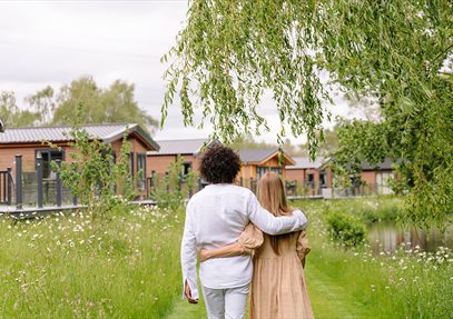 Couple walking through Green Hill Farm