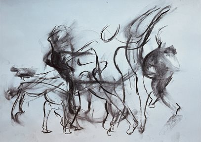 Drawing of someone in motion