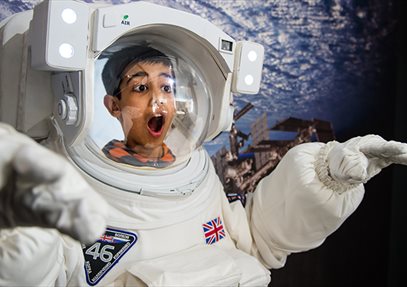 Boy in Space Suit at Winchester Science Centre and Planetarium