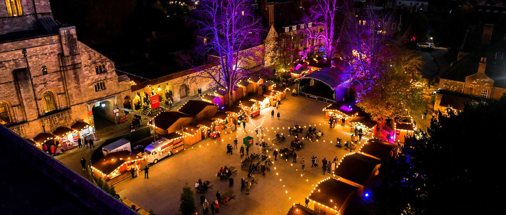 Christmas Market in Winchester by cathedral