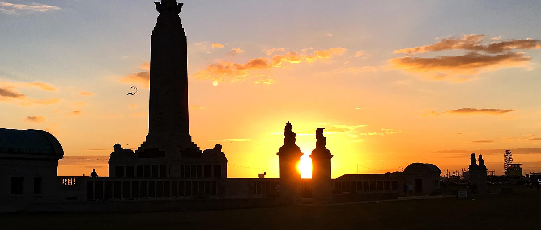 Sunset at Southsea War Memorial