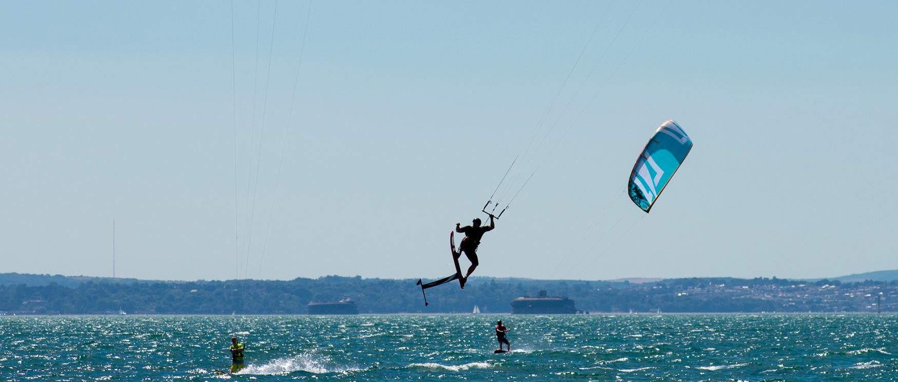 Hayling Island Beach and Kite Surfer