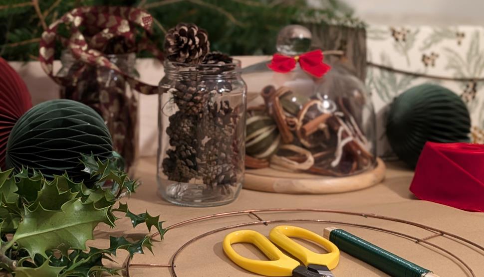 Christmas Wreath Workshop - Festive Foliage, dried citrus and textural touches