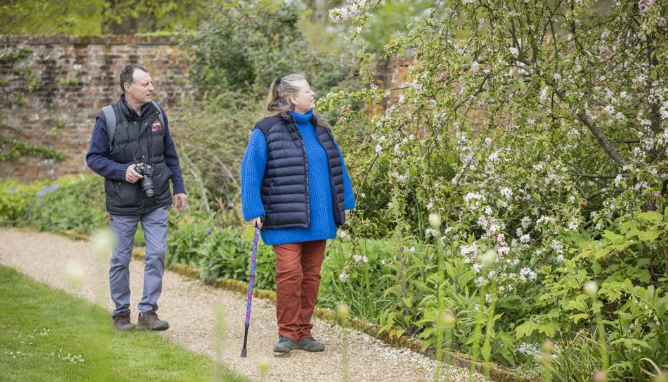 Visitors enjoying the gardens and Hinton Ampner. National Trust Images: James Dobson