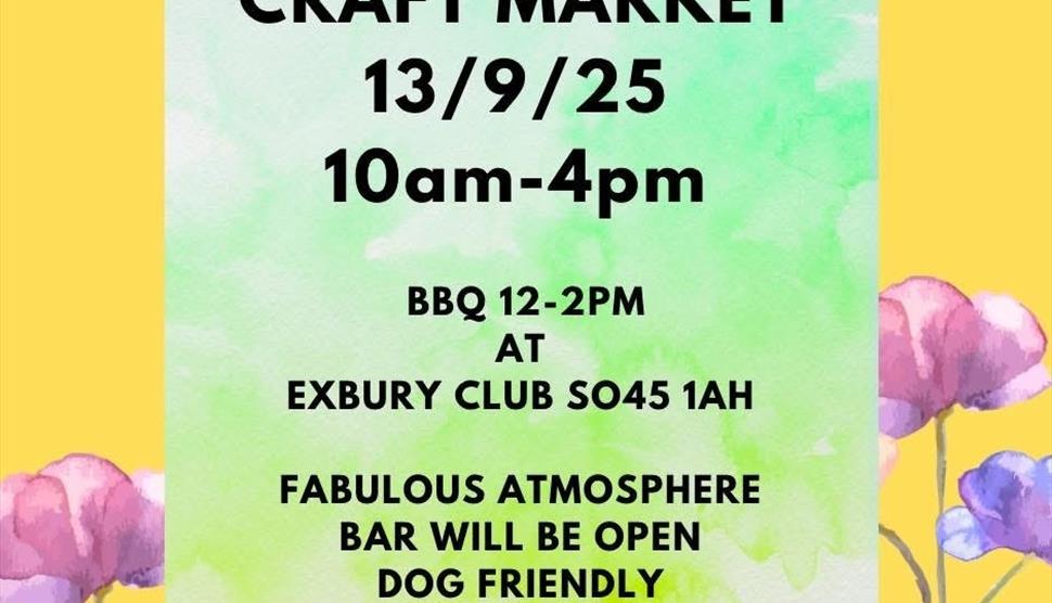 Craft Market (handmade only) 13th Sept 10-4 at Exbury Club SO45 1AH