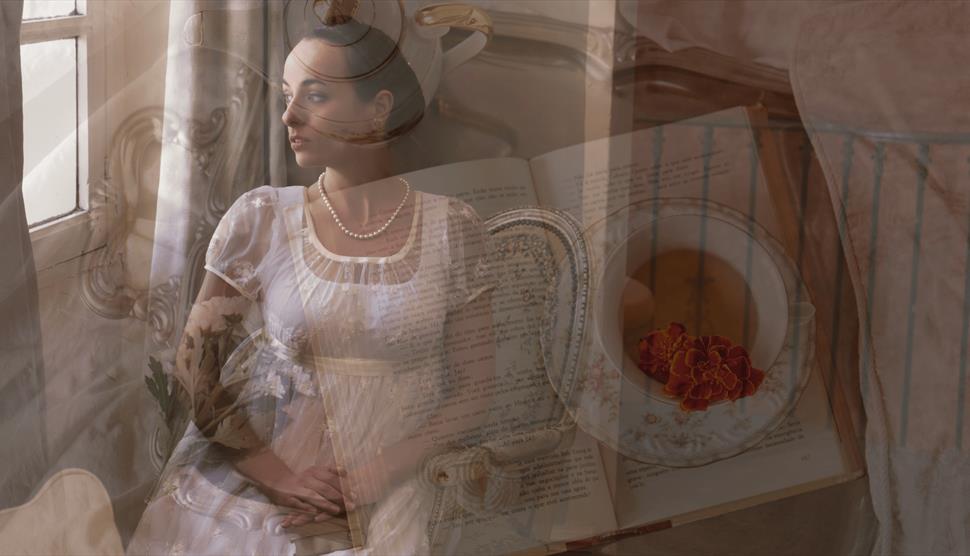 A woman in regency clothing