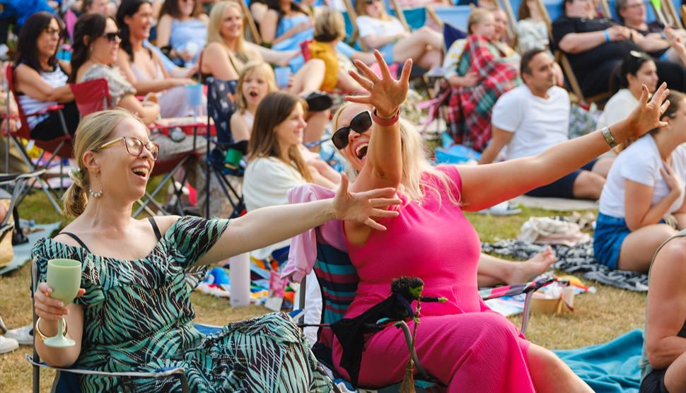 An exuberant crowd enjoys an outdoor event.