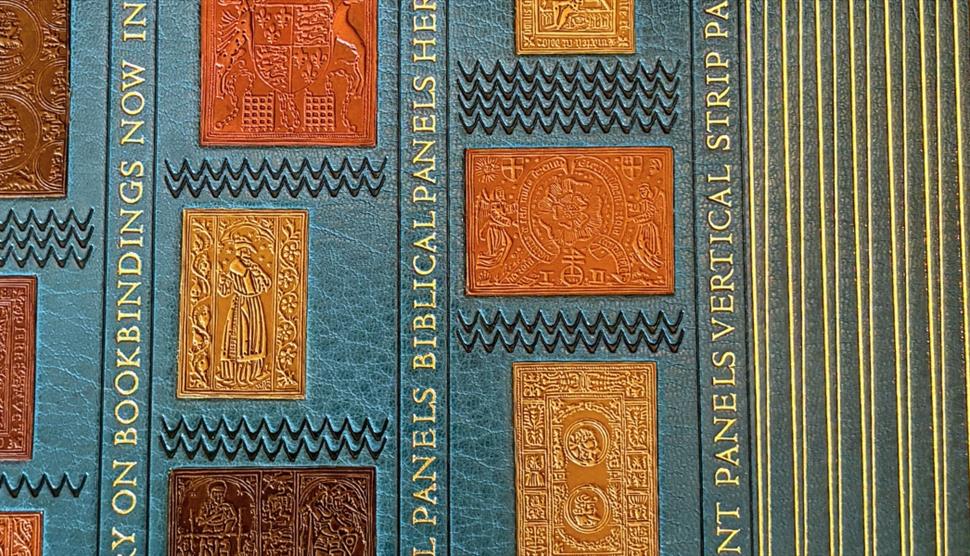 Teal leather book bound by Roger Powell