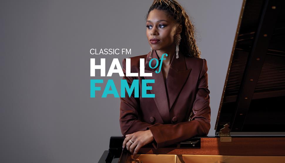 Bournemouth Symphony Orchestra Classic FM Hall of Fame Concert logo in front of soloist Isata Kanneh-Mason