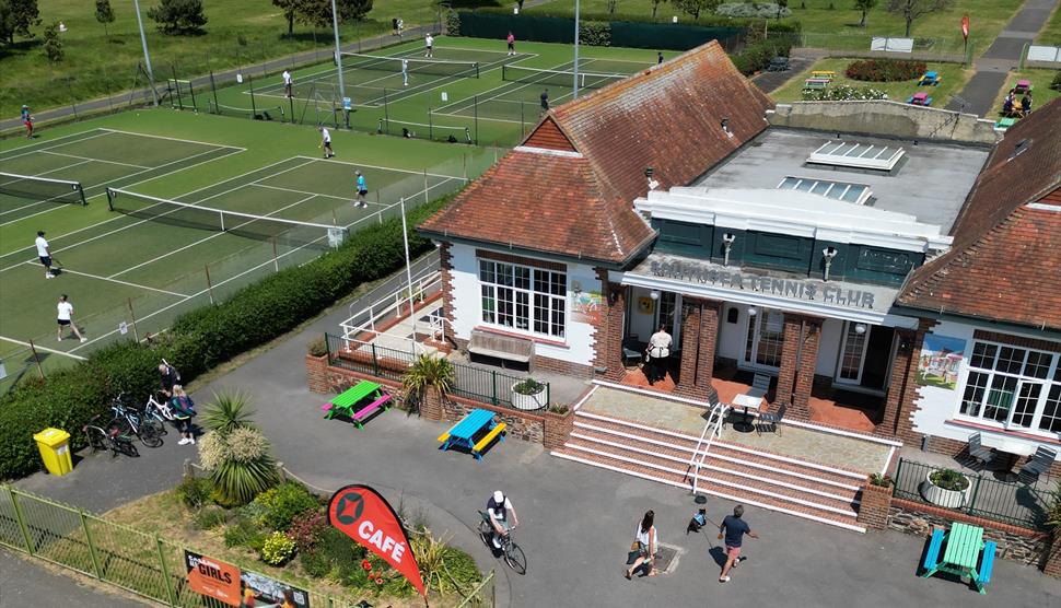 Aerial photograph of The Club House at Southsea Tennis Club