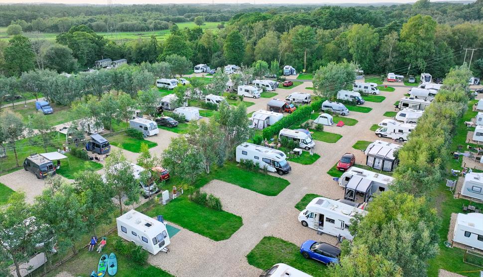 An aerial shot of Back of Beyond Touring Park