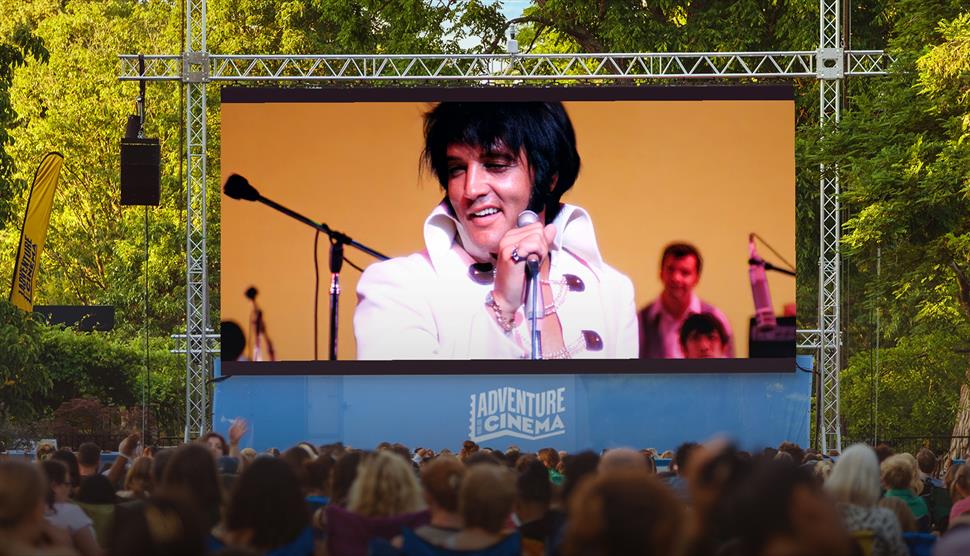 An outdoor cinema screen