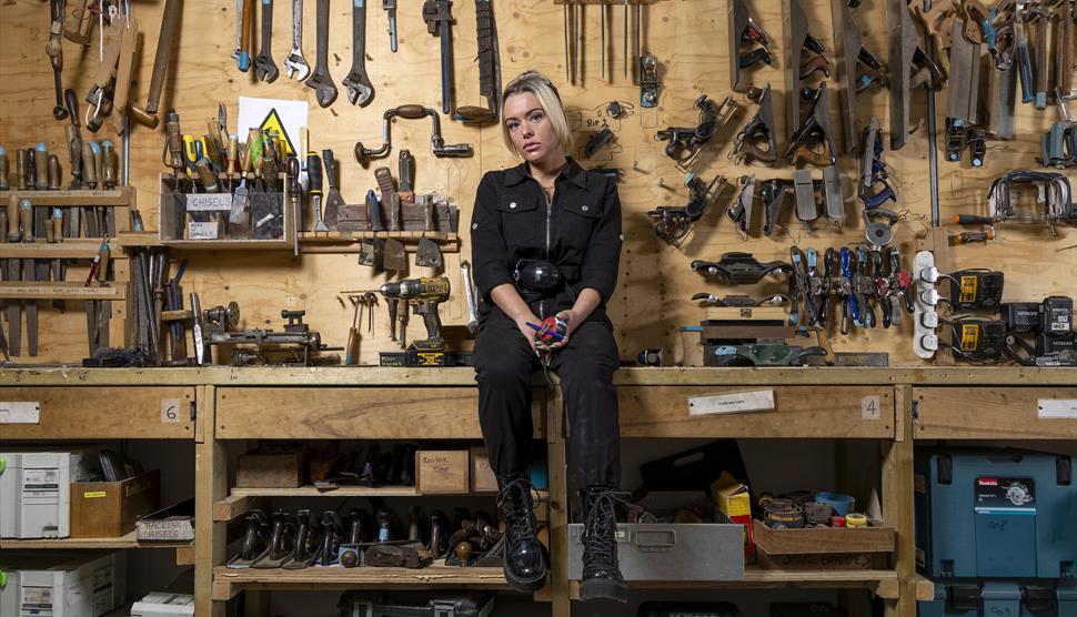Emily Ball, boatkeeper assistant, with her tools