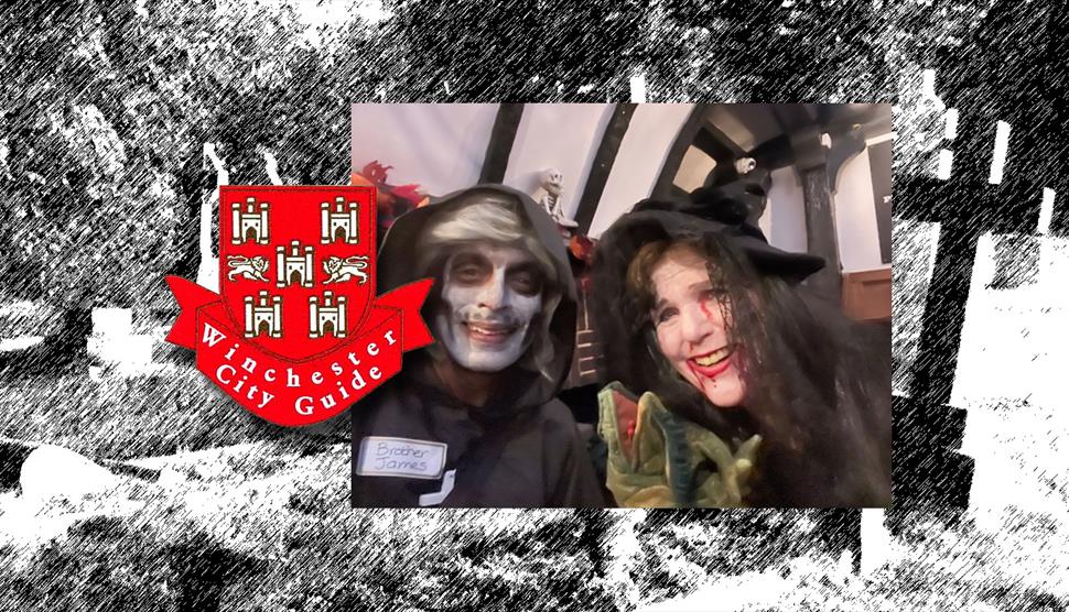 Two guides in Halloween costume