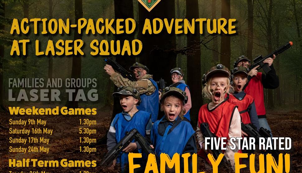 Poster for Families and Groups Laser Tag spring 2026