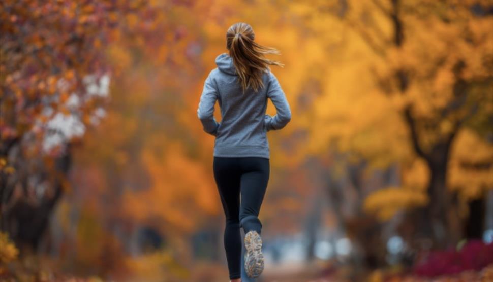 Runner among trees