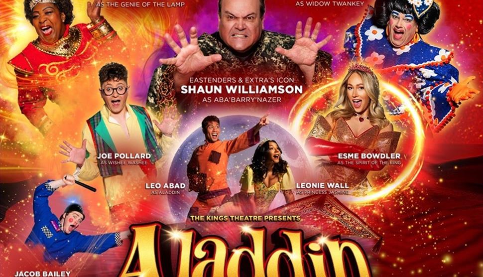 Poster for the Aladdin Panto 2025 at the Kings Theatre