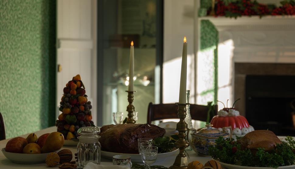 The dining table at Jane Austen's House at Christmas