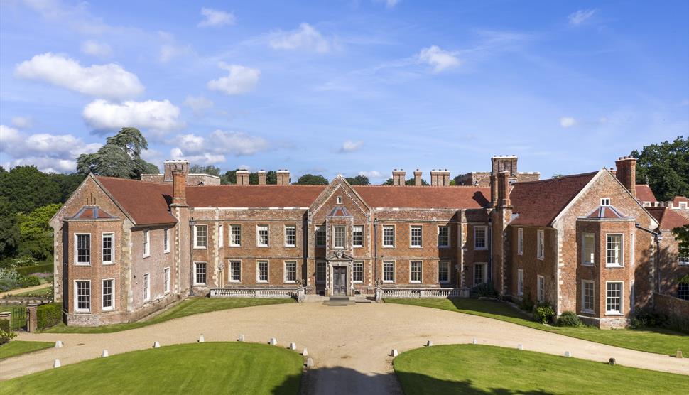 A view of the house at The Vyne from the South Drive.