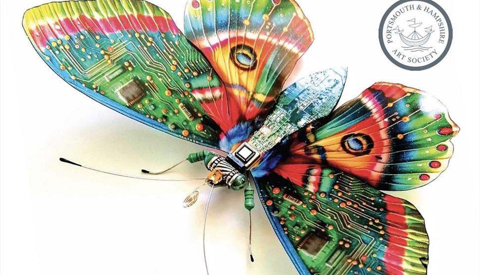 A butterfly designed with computer components by a member of the Portsmouth & Hampshire Art Society