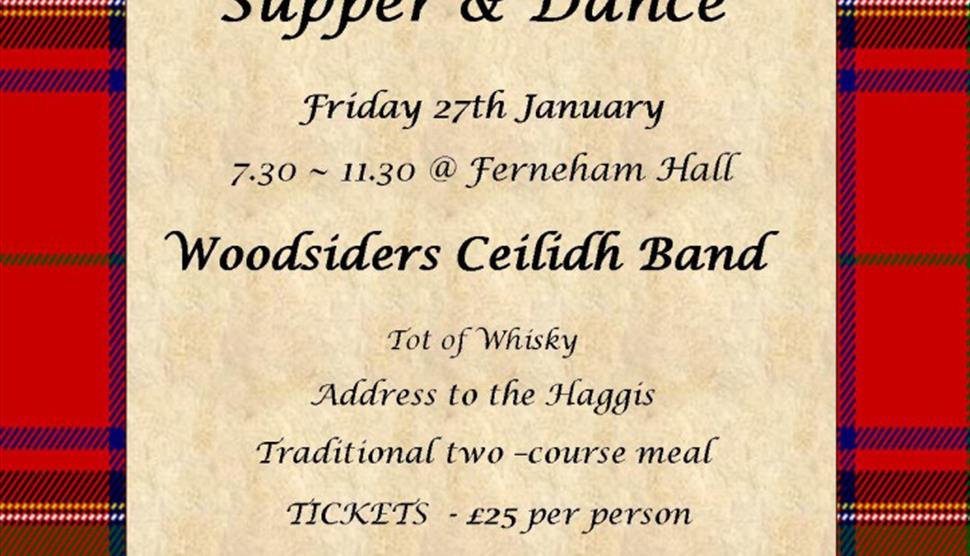 Burns Night Supper & Dance at Fernham Hall