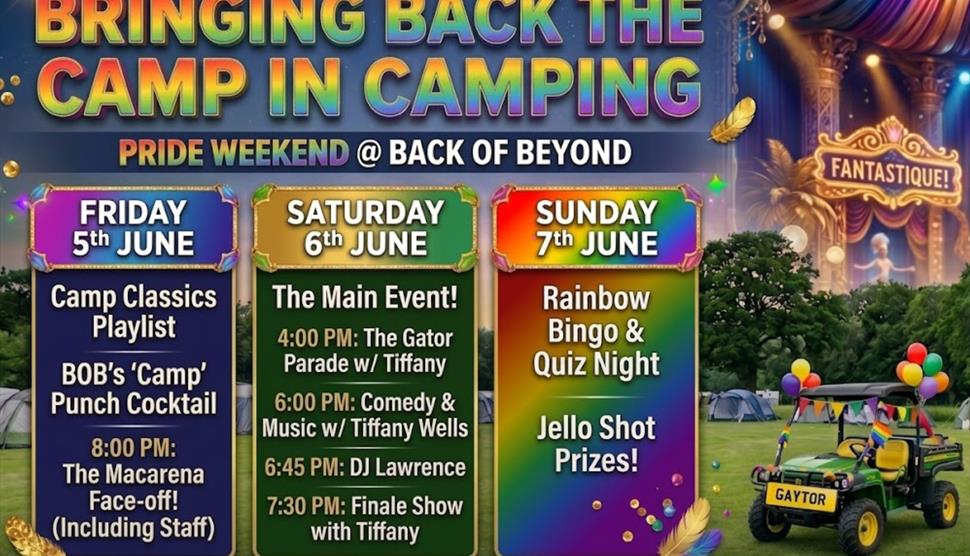 Gay Pride Weekend at Back of Beyond Touring, Camping & Glamping Park