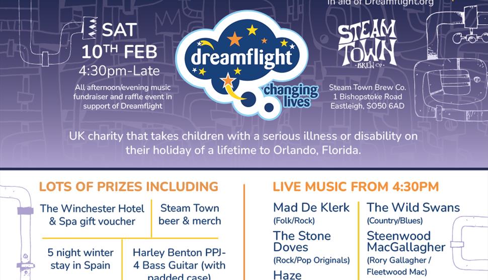 BIG BIG CHARITY GIG in aid of dreamflight at SteamTown Brew Co