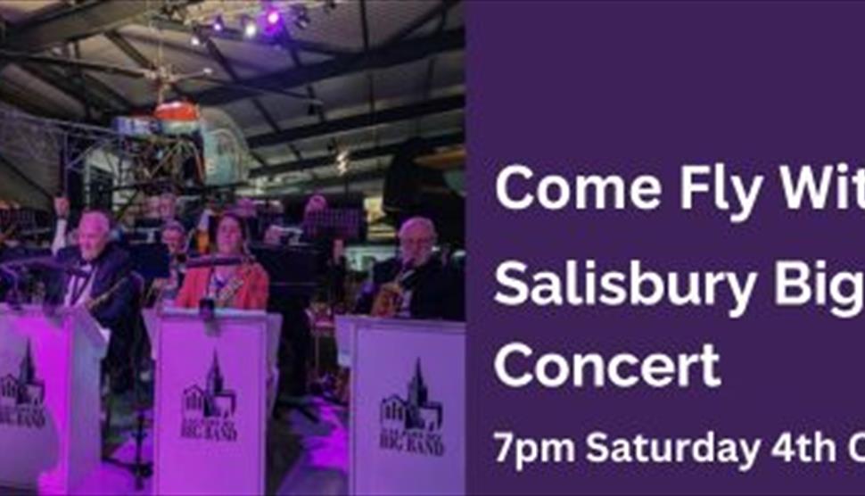 image of Salisbury big band playing their instruments at a concert at Army Flying Museum